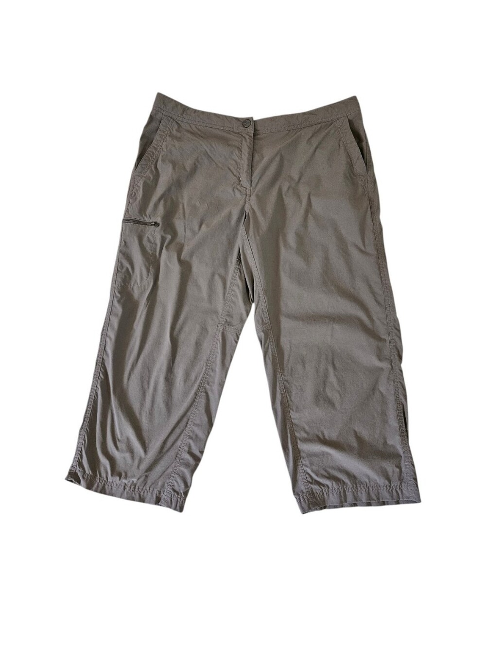 L.L.Bean Comfort Trail Capri Pants Women 14 Taupe Adjustable Waist Hiking 268920